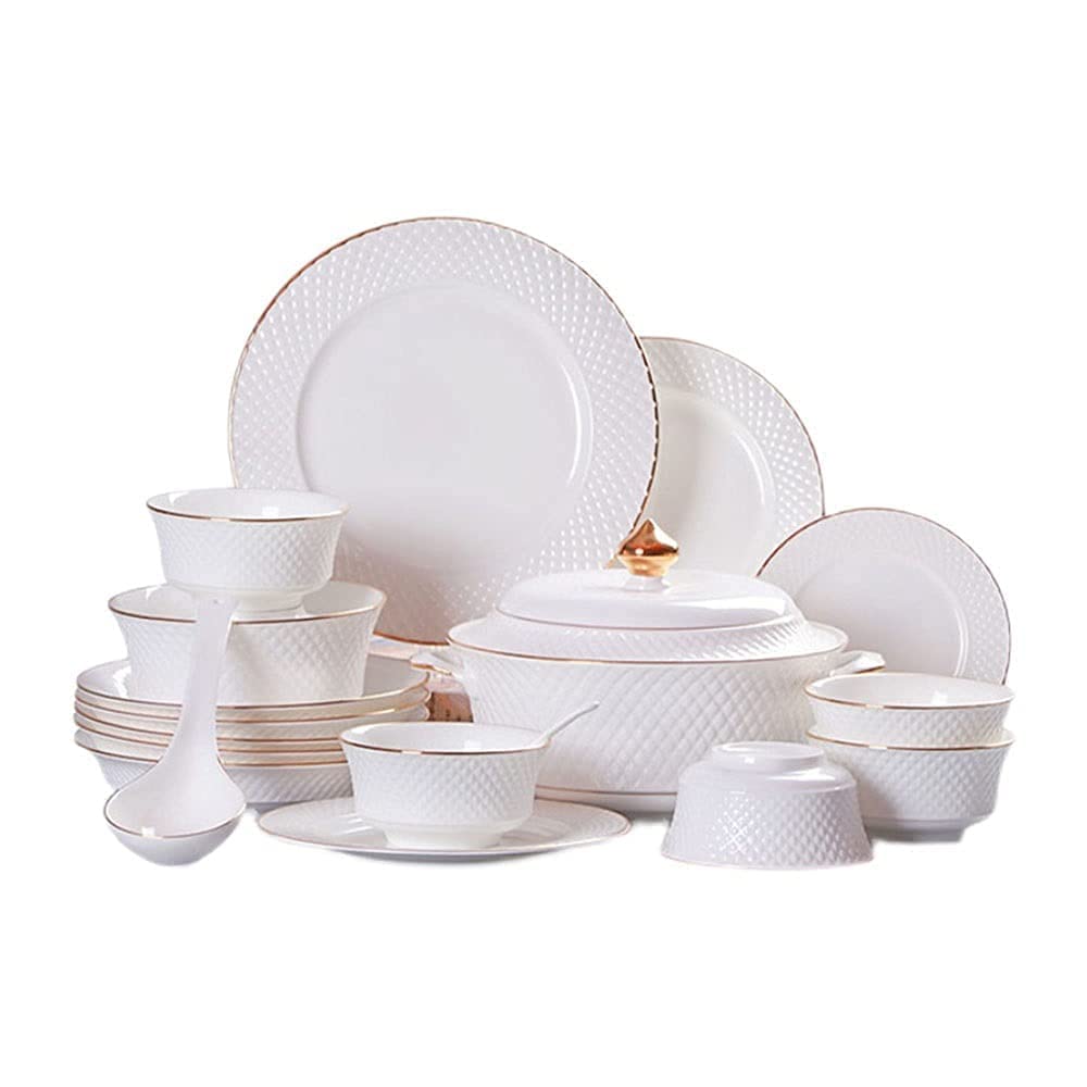 60-częściowy zestaw obiadowy z porcelany kostnej, luksusowy zestaw ceramiczny Phnom Penh, serwis dla 12 osób, prezent domowy, impreza rodzinna