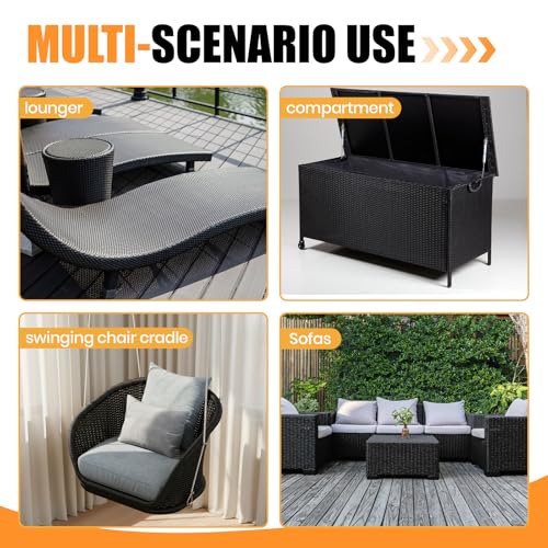 DTLLCZP 65m Kunststoff Rattan Reparaturmaterial, Flach Gewebtes PE-Rattan mit Webwerkzeug für Outdoor Möbel, Garten, Terrasse, Rattan-Stuhl, Tisch, Sitzbank Sehr langlebig, Schwarz