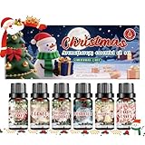 Weihnachten Ätherische Öle Set 6x10 ml, Ätherische Öle für Diffuser, Aroma Diffuser Öl, Duftöl Weihnachten Geschenkset - Weihnachtsbaum, Mistelzweig, Lebkuchen, Apfel-Zimt, Zuckerstange