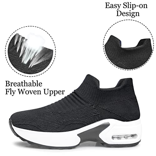 Image of YHOON Women's Walking Shoes Slip-On - Comfortable Work Shoes for Standing All Day, Breathable Air Cushion Nursing Sneakers