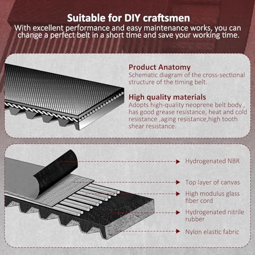 hasmx 110xl031 timing belt rubber geared drive belt for black and decker sander 1134 length 51634 wide 55 teeth 2-pack