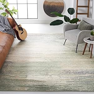 SAFAVIEH Adirondack Collection Area Rug – 8′ x 10′, Ivory & Sage, Modern Abstract Design, Non-Shedding & Easy Care, Ideal for High Traffic Areas in Living Room, Bedroom (ADR112W)
