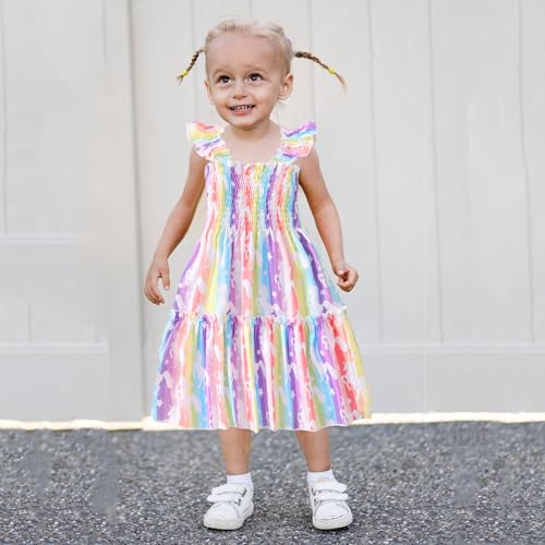 Little Girls Dress for Toddler Fairy Dresses Baby Kids Rainbow Princess Dress Kids Beach Sleeveless Sundress 2-7 Years3