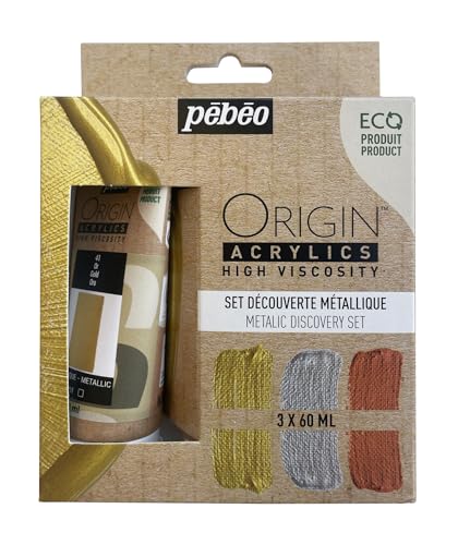 Image of PEBEO Pebeo-Origin Acrylics-Discovery Set 3x60 ml, Gold, Silver and Copper