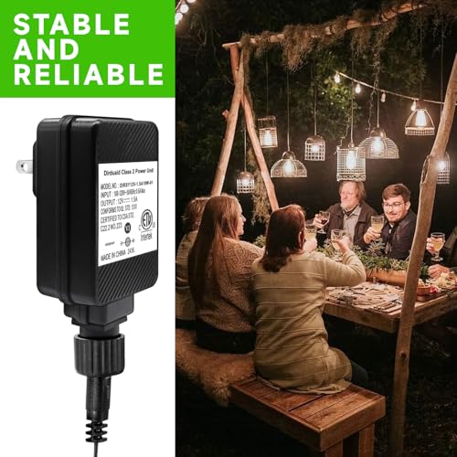 Image of Dirduaid LED Transformer 12V 1.5A LED Controller Class 2 Power Unit, IP44 Low Voltage Transformer US Plug for Christmas Light, String Light (12V18W)