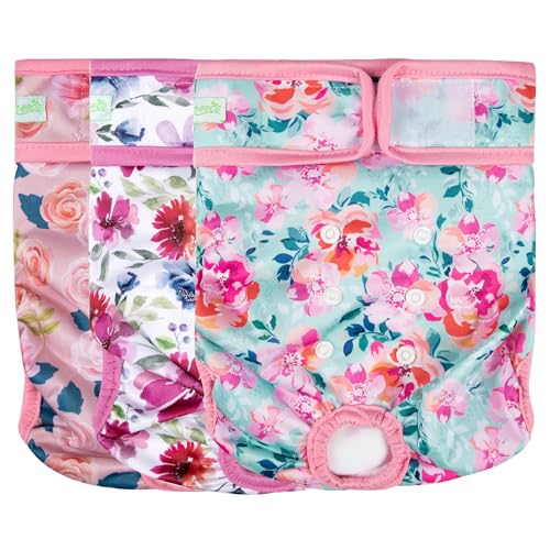 Image of wegreeco Washable Female Dog Diapers Highly Absorbent Reusable Diapers for Dog in Heat Period, 3 Pack (Ink Painting, XX-Large)