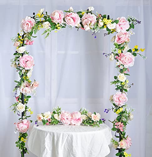 Lskytop 6Ft Artificial Peony Flower Garland Flower Vine Garland Silk Peony Garland With Pink And White Flowers For Party Wedding Wall Decor #TOP6