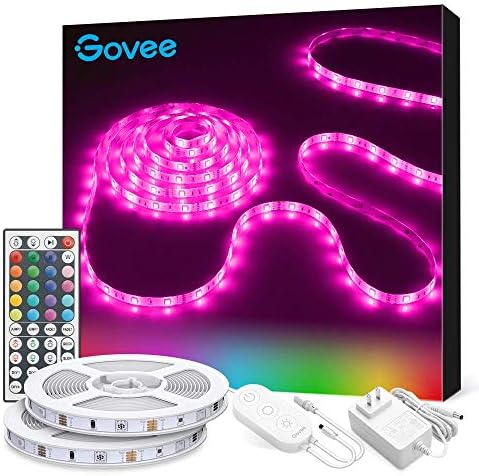 Govee LED Strip Lights, 32.8ft RGB LED Light Strip with Remote Control, 20 Colors and DIY Mode Color Changing Light, Easy Installation LED Lights for Bedroom, Ceiling, Kitchen, 2 Rolls of 16.4ft