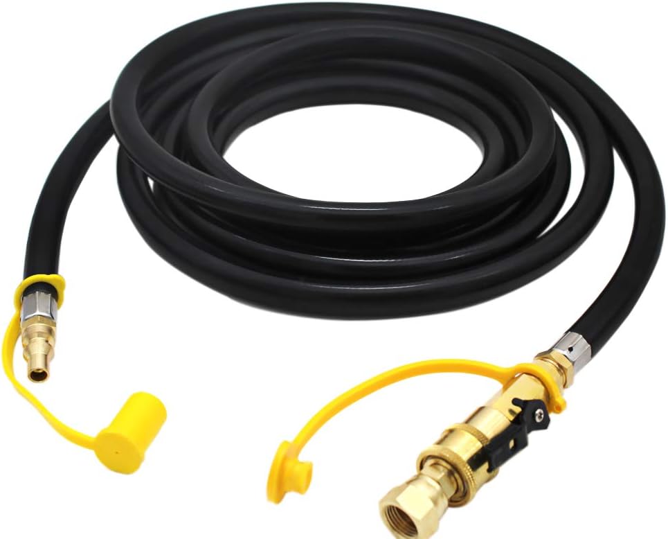 MENSI 12 Feet 3/8" Female Flare Adapter with 1/4" Quick Disconnect Fitting Propane Extension Hose Connect Outdoor RV Trailer for Outland Firebowl, Grill