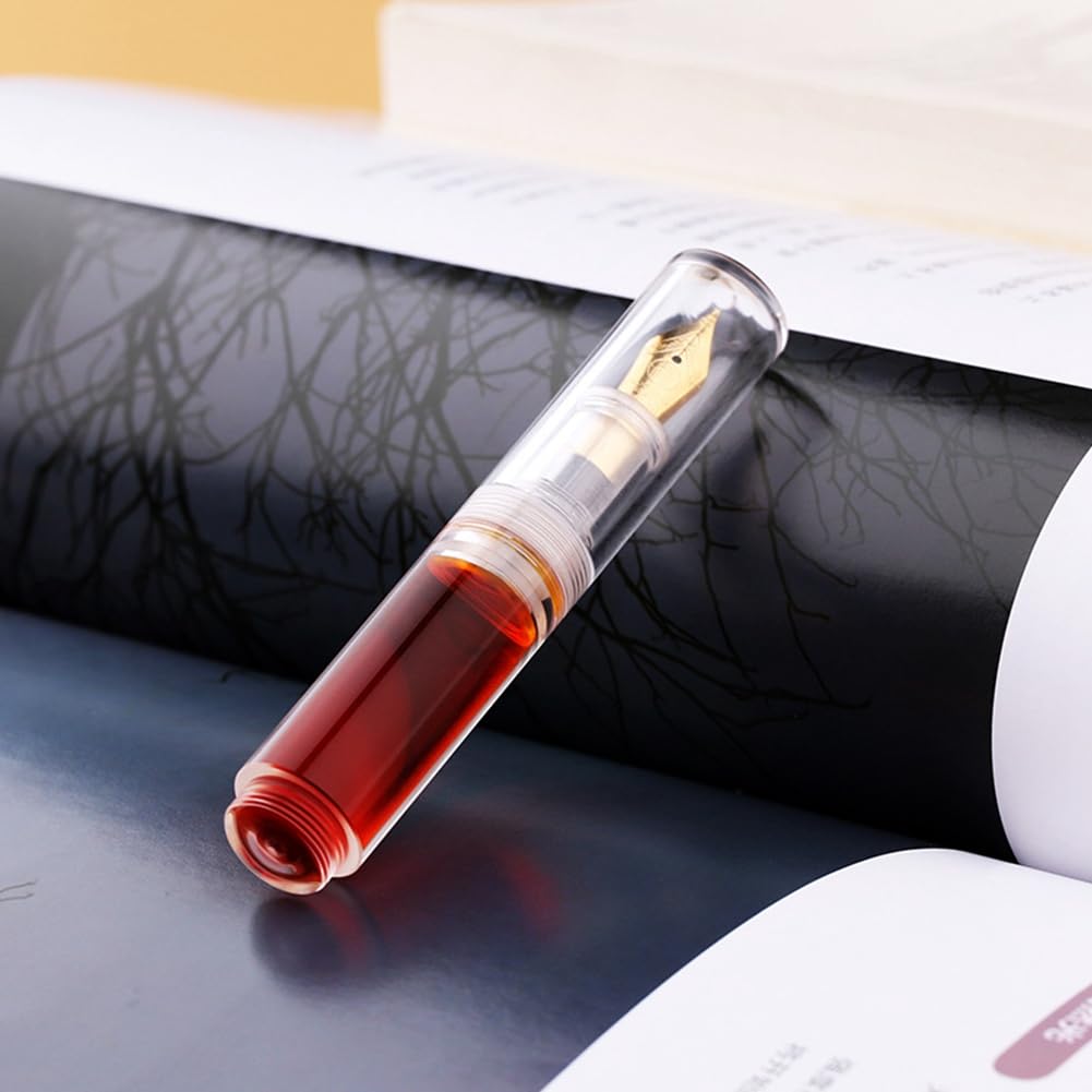 SweetSerenade Mini Stylo Plume Compte-Gouttes de Poche, Stylo à Encre D'Écriture, Plume F, Stylo à Encre Portable, Mini Stylo de Poche Transparent