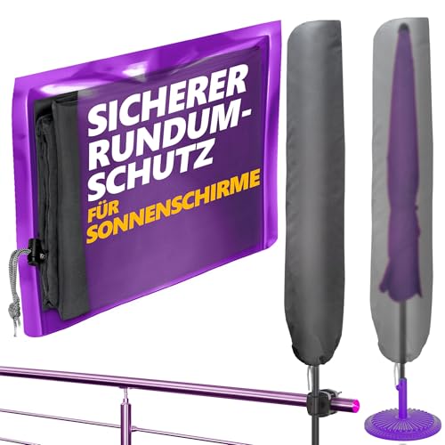 4smile Sonnenschirm Schutzhülle - Wetterfeste Schutzhülle für Schirm 2 m Ø / 2 m x 1,25 m - Strapazierfähige Sonnenschirmhülle, Polyester Schirmhülle, Abdeckung Sonnenschirm, Anthrazit