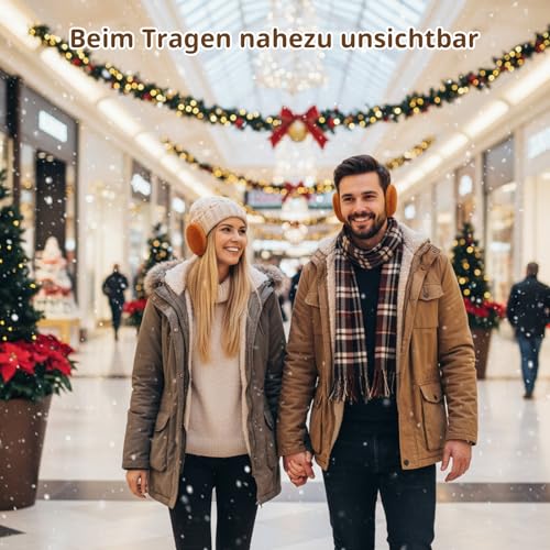 DqiUnaX Ohrenwärmer Damen, 4 Stücke Ohrenschützer Winter, Ohrenwärmer Fahrradhelm, Ohrenschützer Damen, 8,5 x 6,5 cm, Schwarz, Grau, Zimtgelb, Beige