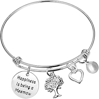 Grandma Bracelet Memaw Bracelet Bangle Gift for Memaw Gift from Grandchildren Grandson Granddaughter to Grandmother Mother's Day Christmas Birthday Gift Idea for Grandma Gifts Grandma Bangle Jewelry