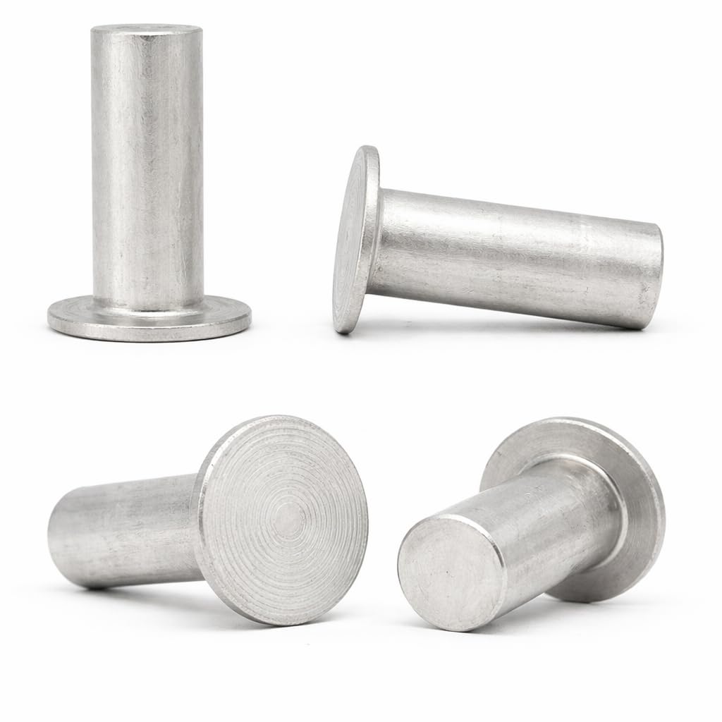 M4 (4mm x 12mm) (Pack of 100) Solid Flat Head Aluminium Rivets DIN7338A for Clutch Lining and Mechanical Assembly - D02D
