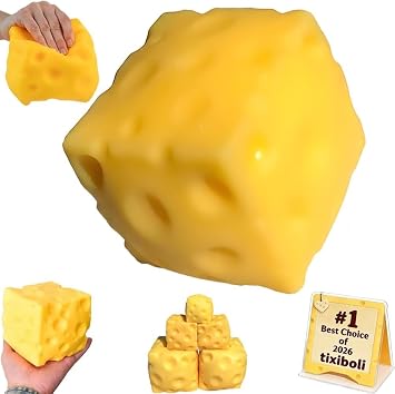 Jumbo Cheese Squishy Large Big Block Giant Cake Slow Rising Squeezable Stress Relief Sensory Toy Cube Yellow Rebounding Soft Fidget for Kids Adults Novelty Rebound Ball Party Favors4.73 in