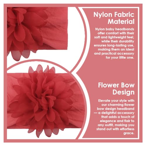 Image of SYGA Pack of 4 Baby Headbands Nylon Flower Soft Stretchable Hairband for Newborn Infant Toddler Kids For 0-3 Year (Multicolor)