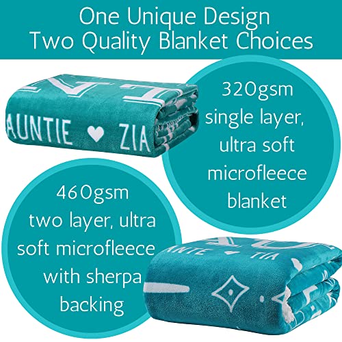 Filo Estilo Best Aunt Ever Gifts, Auntie Gifts From Niece Or Nephew For Birthday, Snuggly Soft Aunt Throw Blanket With Words Of Appreciation 60X50 Inches (Teal, Sherpa) #TOP6