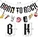 FOZEE Born to Rock Banner for Rock Birthday Party, Pre-strung Rock and Roll Party Decorations for Music Themed Party, Black Glitter