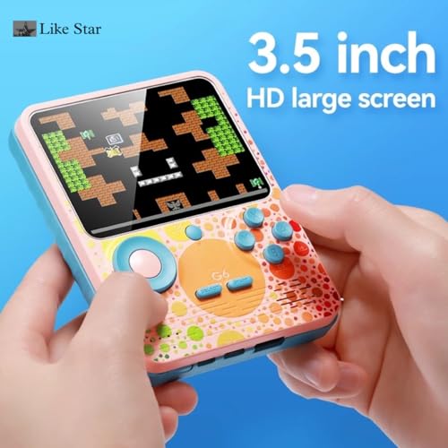 Image of Like Star G6 Video Game for Kids 666 in 1 Retro Game Box with 3.5 in Display & A Power Bank Feature of 6000 mah Battery for 2 Player, Can Play On TV, Games Like Contra, Tank Etc. (Pink Blue)