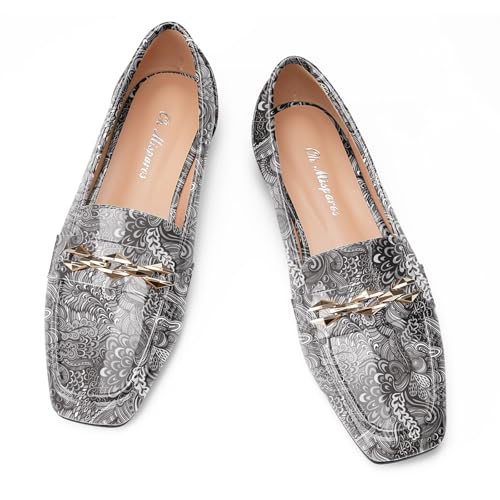 Image of Oh Mispares Womens Loafers Square Toe Low Heel Penny Loafers Fashion Comfortable Slip on Flats Casual Dressy Shoes for Women Work Office Patent Leather