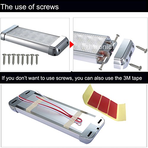 Lightronic 10.3" 6000K Cool White High-Output Low Current Draw Wide Spread Diffused Beam Led Interior Light Fixture, 12V/24Vdc 12W 1200 Lm, Aluminum Case Surface Mount For Rv & Utility Vehicles, 1 Pc #TOP3