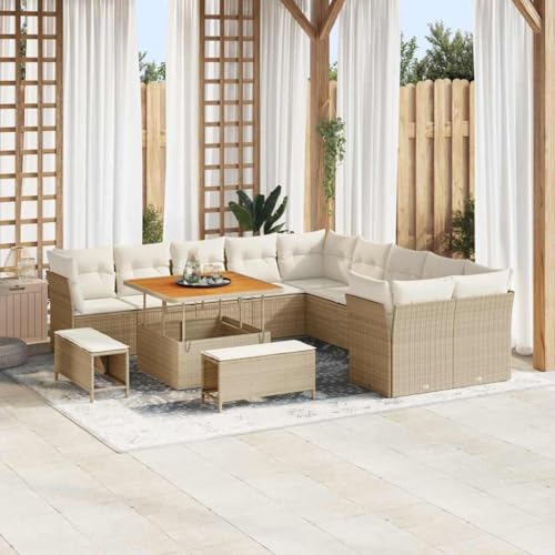 Vidaxl Set Di Divani Modulari Da Esterno Con Cuscini Beige E Crema In Rattan Per 6 Persone. Mobili Da Giardino Con Piedini Regolabili. Set Moderno Per Sedersi All'aperto E Godersi Momenti Insieme E - 2