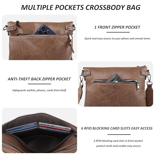 Image of TANTOMI Crossbody Bags for Women, Vegan Leather Hobo Purse for Travel, Shoulder Handbags with Adjustable Wide Strap