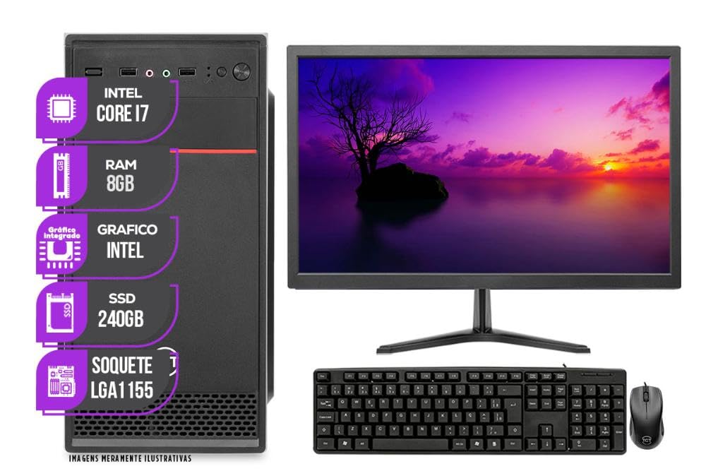 Computador Completo Mancer, Intel Core i7, 8GB DDR3, SSD 240GB + Monitor 19