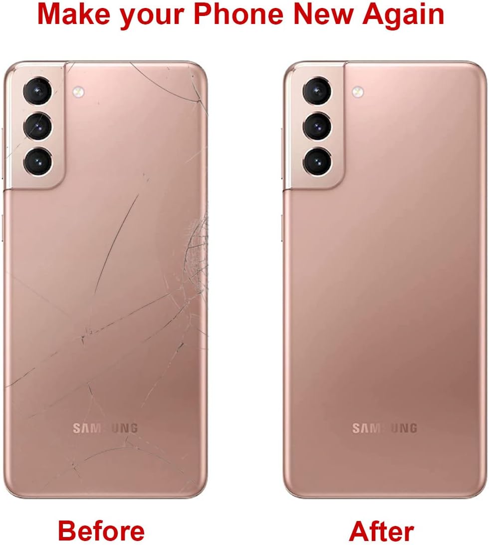 Rear Back Glass Replacement Compatible with Samsung Galaxy S21+ Plus 6.7 inches with Reparing Toolkit and Pre-Installed Adhesive (Phantom Gold)