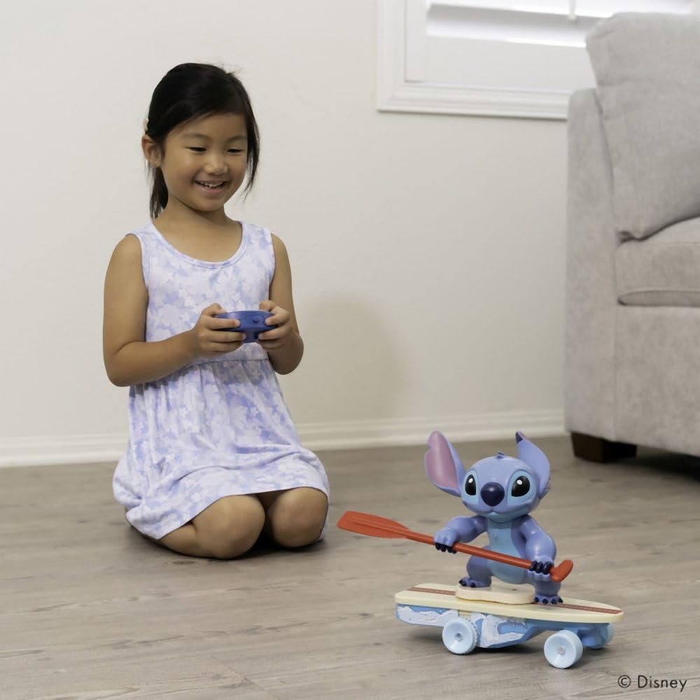 Jada - Disney Stitch Surfer Radiocontrolado - Personaje Gira 360° - Se Levanta Solo - Producto Oficial - A Partir de 3 Años