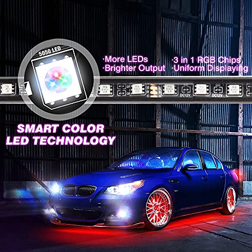 Underglow Kit for Car, MIHAZ 4 Pcs Smart Exterior Car Light Strip with App Control, 16 Million Colors Neon Accent Color Chasing Led IP68 Waterproof Underbody Lights Accessories - Thumbnail 3