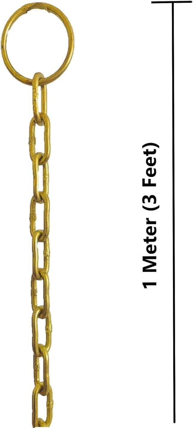 Generic RK_ENTERPRISES Iron Chain with Brass Finish for Hanging Bell Diya with hook (Length of 1 Meter, Gold) (3 Feet) Pack of 2