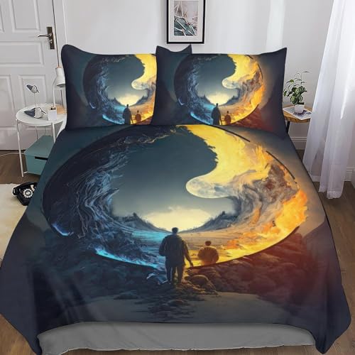 Parure de lit avec taie d'oreiller et couvre-lits 3D imprimé ensemble de couettes microfibre - 7