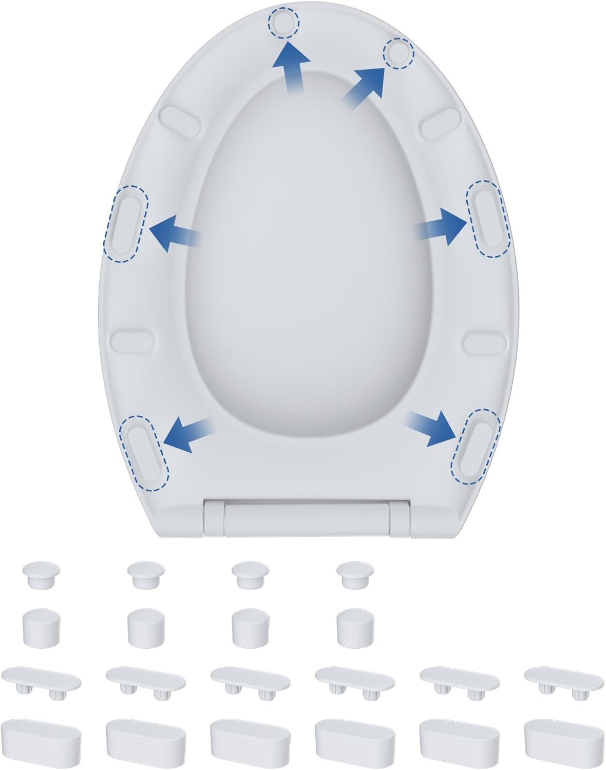 Hibbent 10 pieces Toilet Seat Bumpers for Bidet Attachment, Strong Adhesive with 2 Thickness TPE Pads(2 Heights), Universal Buffer Toilet Lid Rubber Bumpers, White