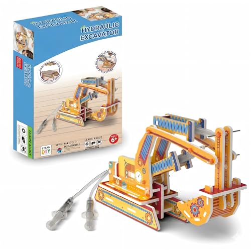 STEM Pneumatic Excavator Model Kit – DIY Science Toy for Kids, Build a Working Digging Machine...