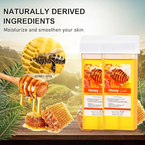 Image of Roll on Wax Kit for Hair Removal - Wax Roller with Digital LED Display, Waxing Kit for Hair Removal for Women, Safe No-Burn At-Home Waxs Warmer, 2 Soft Honey Cartridges & 50 Strips