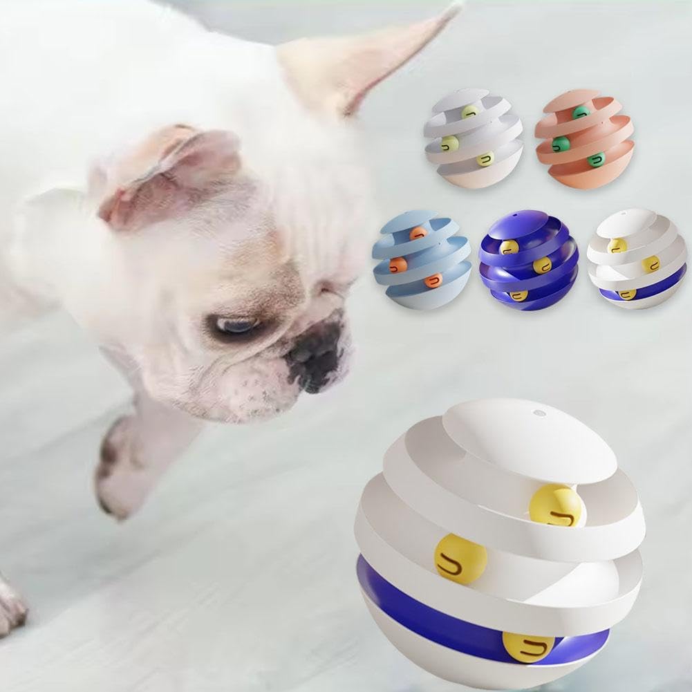 QINGZE 3 Tier Tower Cat Turntable Tumbler Toy Cat Toys Cat Ball Toy Tumbler Circular Track with Moving Balls for Stimulating Kitty Senses & Hunting Instincts(Blue)