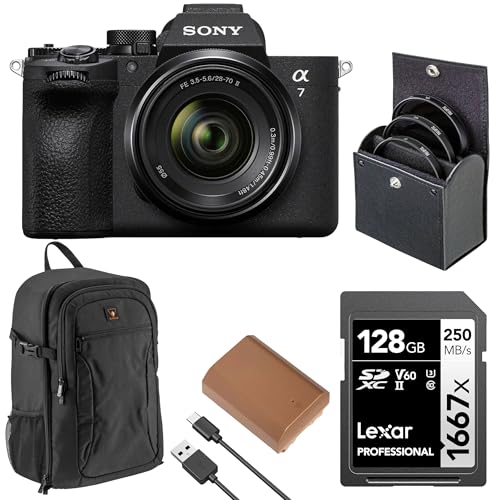 Sony Alpha a7 V Mirrorless Camera with FE 28-70mm f/3.5-5.6 OSS II Lens, Bundle with Li-Ion Battery, 128GB Memory Card, Backpack and 55mm Filter Kit
