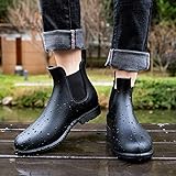Geweo Gummistiefel Damen Halbhoch Chelsea Herren Wasserdicht Regenstiefel Frauen Atmungsaktiv Stiefel Gummi Kurzschaft Flach Dicke Sohle Arbeitsstiefel Schwarz Gr. 36