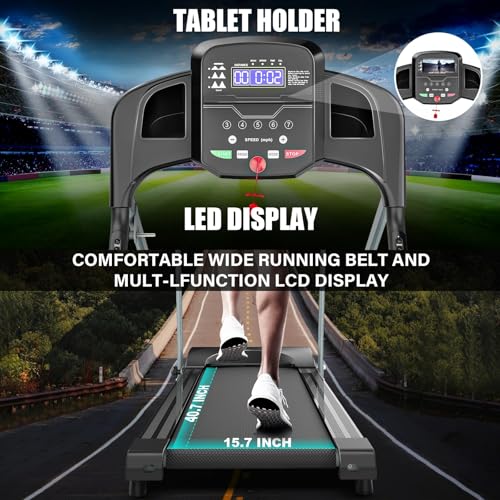 Image of Compact Home Treadmillwith 3-Level Manual Incline, 2.5HP Motor Running Treadmill for Home, Heart Rate Sensor, 0.5-7.5 MPH Speed, LCD Display, 265LBS Capacity for Workout & Fat Loss