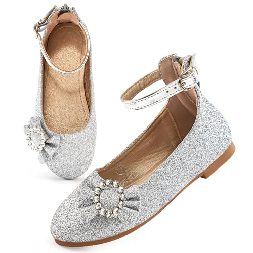 FUDYNMALC �K�[���Y �h���X�V���[�Y �o���G:���C���X�g�[�� ���{�� �v�����Z�X �t���b�g �c���p �����ȑ傫�Ȏq�� �����[�W�F�[�� �t�b�g�E�F�A �E�F�f�B���O�p�[�e�B�[, �V���o�[�O���b�^�[(Silver Glitter), 4 Big Kid