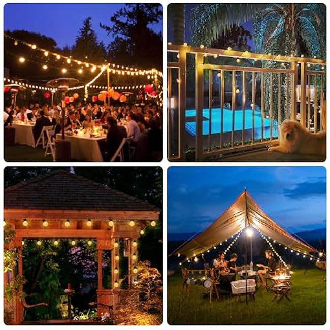 Solar String Lights Outdoor with Remote Waterproof 33 Feet 100 LED Solar Patio Lights USB Rechargeable 8 Light Modes Solar Powered String Lights for Outside Garden Backyard Christmas Party Decor