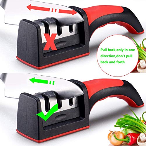 image for ANUNU Kitchen Knife Sharpener 3-Stage -Manual Kitchen Knife sharpener 