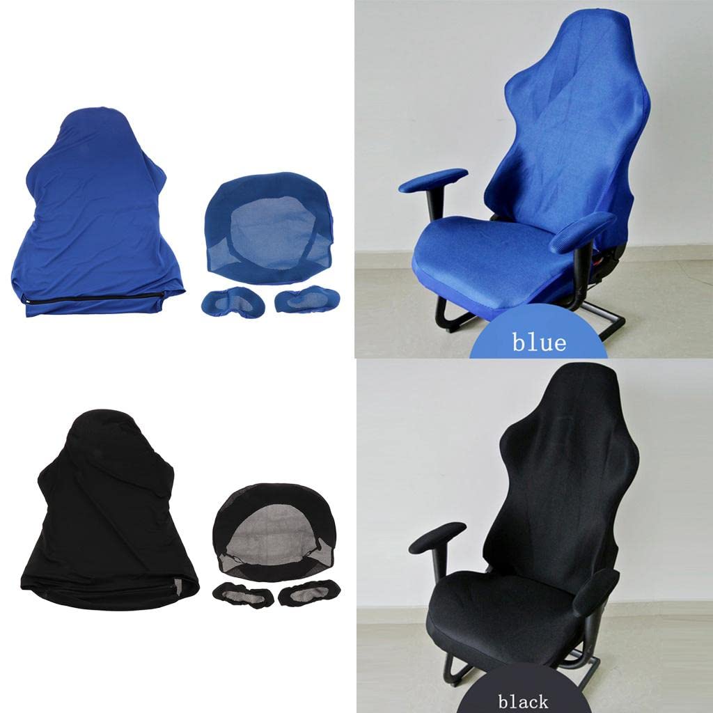 Generic Lot de 2 Housses de Chaise de Jeu Pivotantes Extensibles pour Ordinateur de Jeu, Bleu + noir, comme décrit