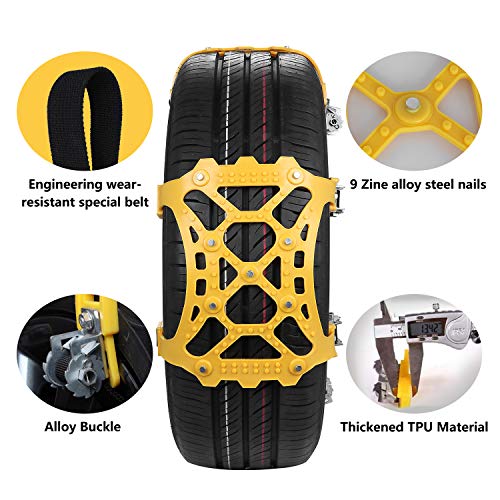 SUPTEMPO Car Snow Chains, 6Pcs Emergency Anti Slip Tire Traction Chains Upgraded TPU Snow Chain for Light Truck/SUV/ATV Winter Universal Tire Security Chains (Tire Width 165-285mm/6.5-11.2'')