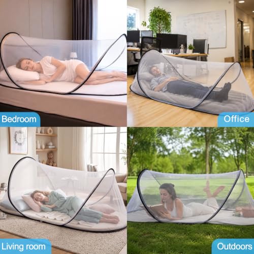 Image of 78 * 31 * 23 Inch Large Pop Up Mosquito Net for Bed - Foldable Breathable Mesh with Easy Setup, Portable for Travel Indoor Outdoor, Lightweight Insect Protection Net with Storage Bag