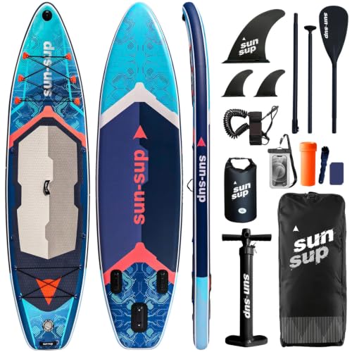 Image of Inflatable Stand Up Paddle Board Extra Wide SUP Board with Removable Fin with Premium SUP Paddle Board Accessories, Wide Stable Design, Non-Slip Comfort Deck for Youth & Adults