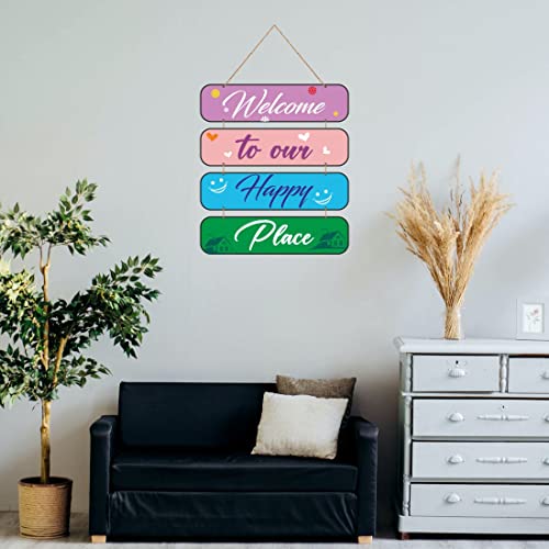 Image of Zesta Happy Place Wooden Wall Hanging Decorative Items /Hanging Home Wall Decor Items /MDF Decoration Items /Cute Wall Art For Living Room /Home Decor Items Living Room