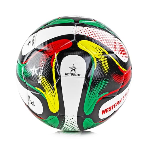 Image of Western Star Soccer Ball Size 4 and Size 5 - Thermo Bonded Construction with Reinforced Seams - Durable Design - Designed for Training & Matches - Performance Soccer Ball Quality - Professional Series