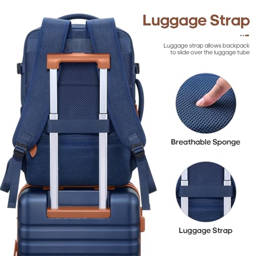 Image of UKEIN Luggage Sets 3 Piece, PC Hardside Large Luggage 24 Inch With Spinner Wheels with TSA Lock, Carry On Suitcase Set With Travel Backpack for Men (Blue, 3 piece set (24inch))
